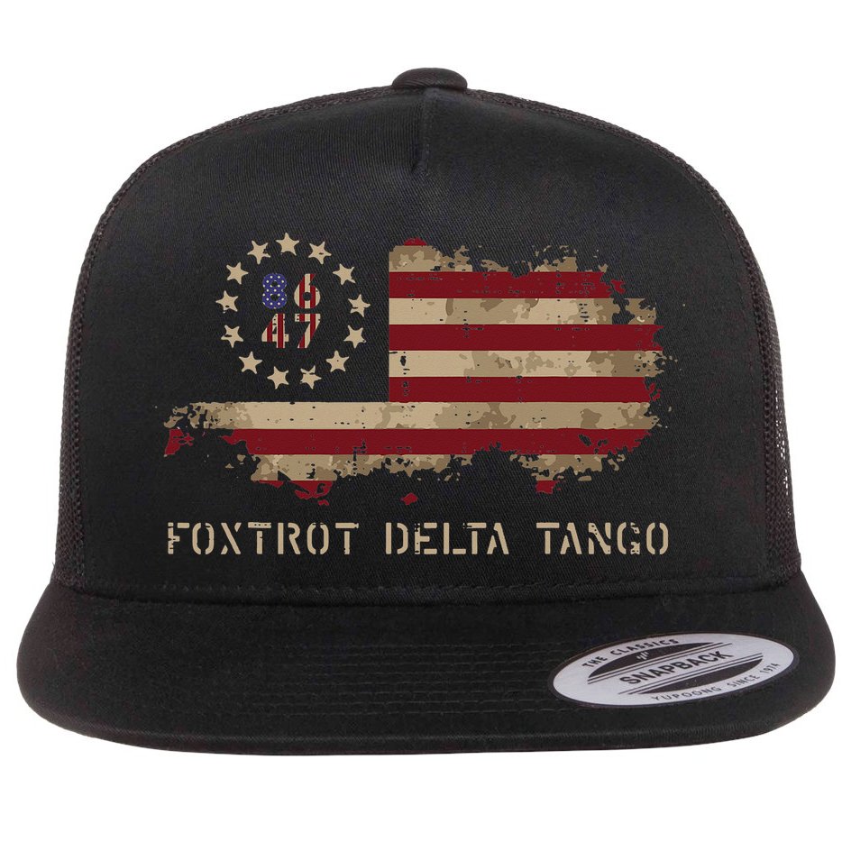 Resist 8647 Foxtrot Delta Tango USA Flag Protest Women Flat Bill Trucker Hat