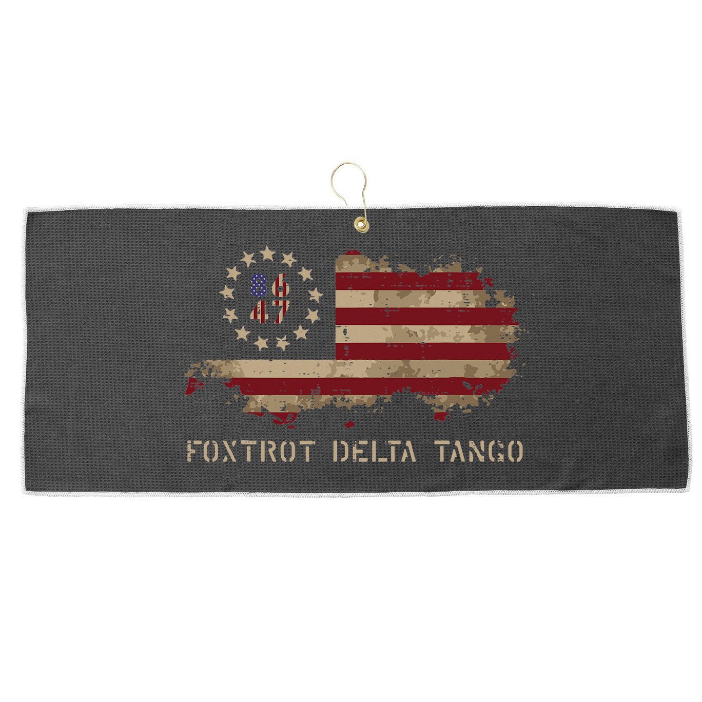 Resist 8647 Foxtrot Delta Tango USA Flag Protest Women Large Microfiber Waffle Golf Towel
