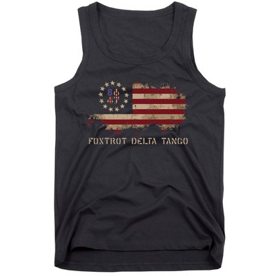 Resist 8647 Foxtrot Delta Tango USA Flag Protest Women Tank Top