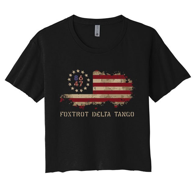 Resist 8647 Foxtrot Delta Tango USA Flag Protest Women Crop Top