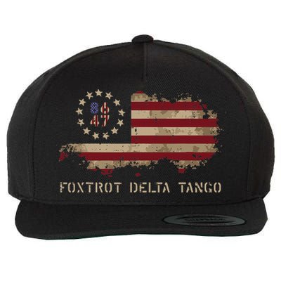 Resist 8647 Foxtrot Delta Tango USA Flag Protest Women Wool Snapback Cap