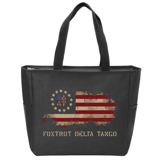Resist 8647 Foxtrot Delta Tango USA Flag Protest Women Zip Tote Bag