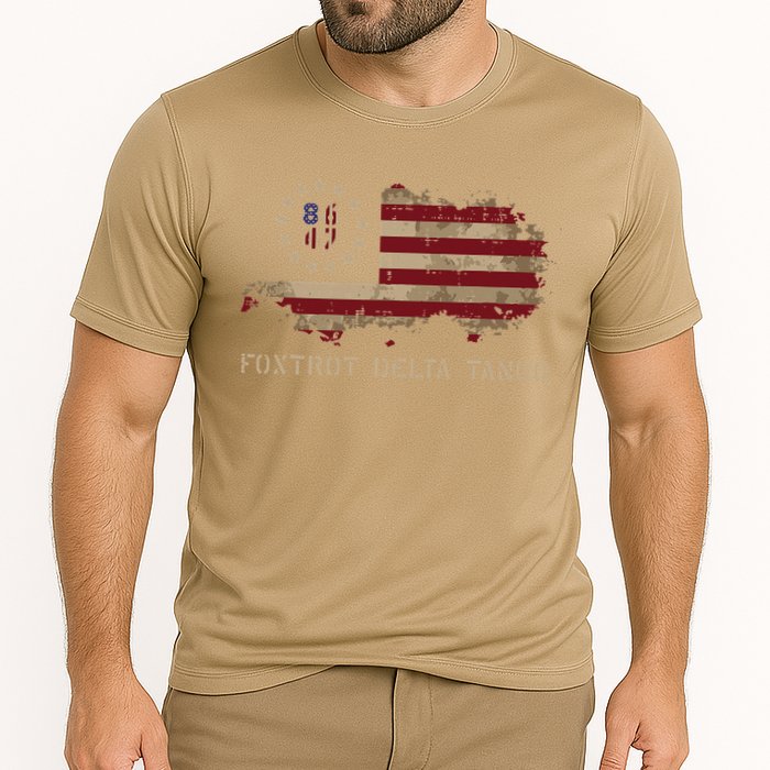 Resist 8647 Foxtrot Delta Tango USA Flag Protest Women Cooling Performance Crew T-Shirt