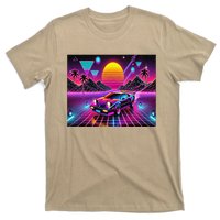 Retro 80s Futuristic Car Bright Vivid Sunset Scifi Artful T-Shirt