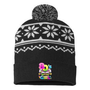 Retro 80's Girl Cute Roller Skates USA-Made Snowflake Beanie