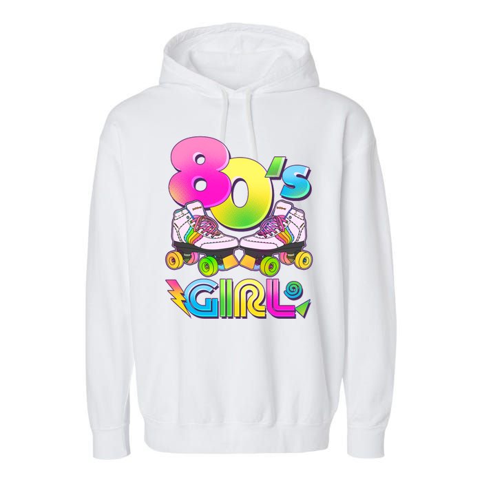 Retro 80's Girl Cute Roller Skates Garment-Dyed Fleece Hoodie