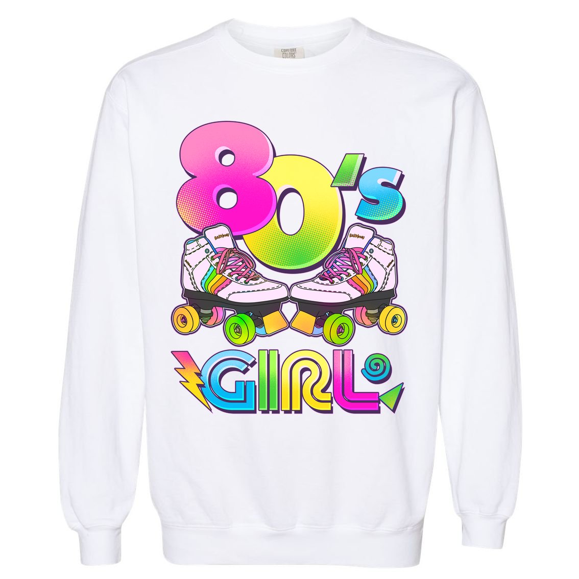 Retro 80's Girl Cute Roller Skates Garment-Dyed Sweatshirt