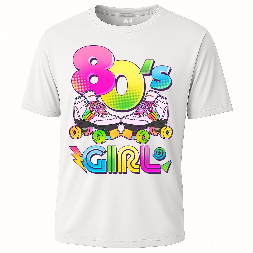 Retro 80's Girl Cute Roller Skates Cooling Performance Crew T-Shirt