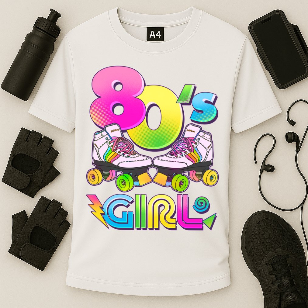 Retro 80's Girl Cute Roller Skates Cooling Performance Crew T-Shirt