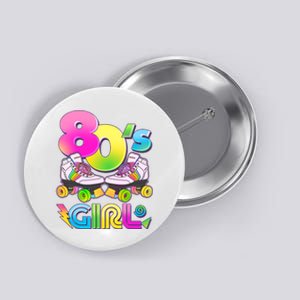 Retro 80's Girl Cute Roller Skates Button