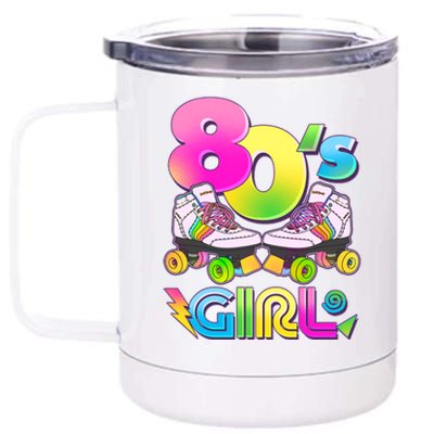 Retro 80's Girl Cute Roller Skates 12 oz Stainless Steel Tumbler Cup