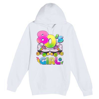 Retro 80's Girl Cute Roller Skates Premium Pullover Hoodie