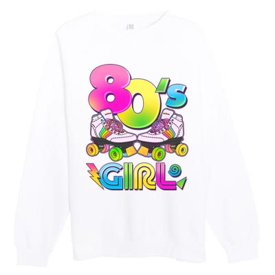 Retro 80's Girl Cute Roller Skates Premium Crewneck Sweatshirt