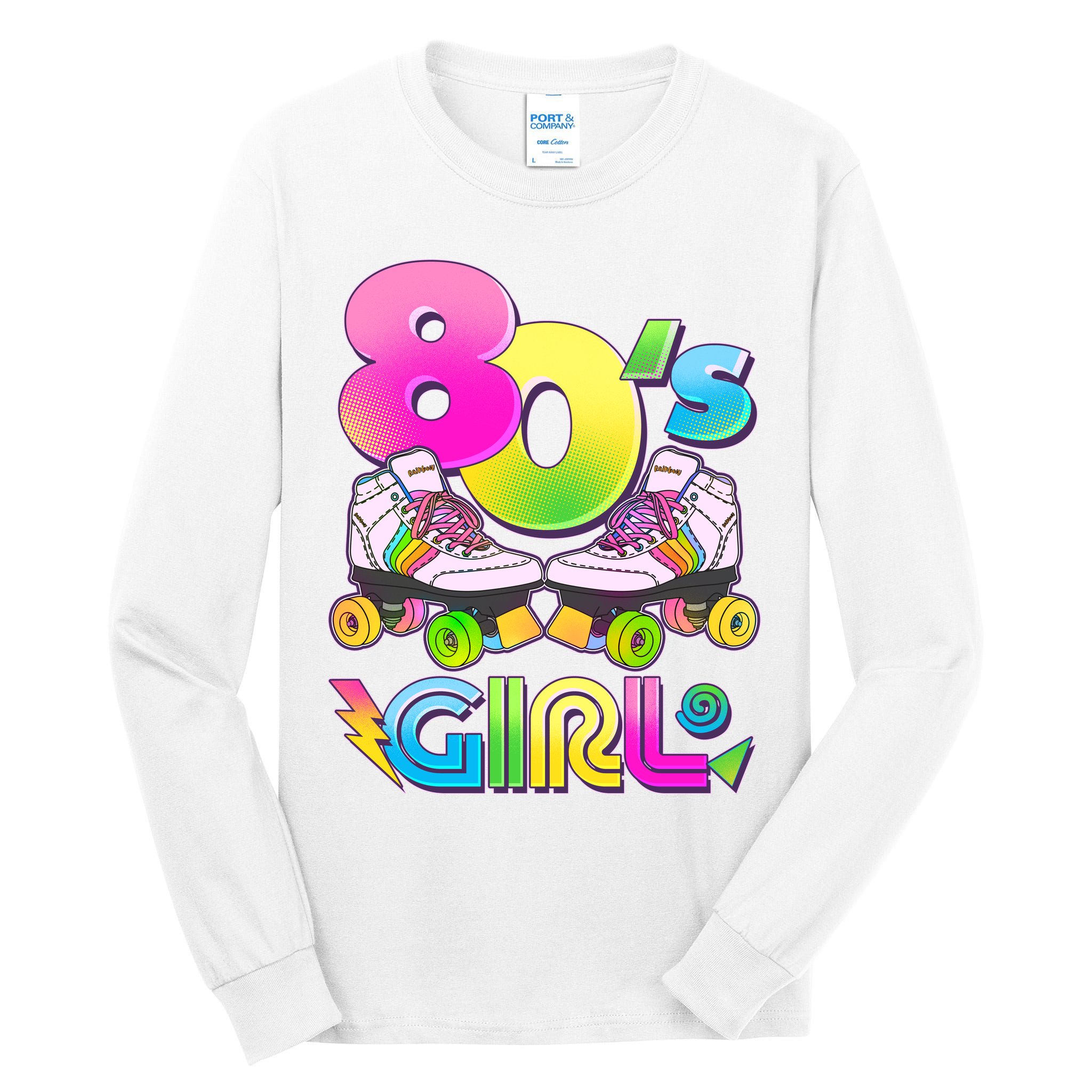 Retro 80's Girl Cute Roller Skates Tall Long Sleeve T-Shirt