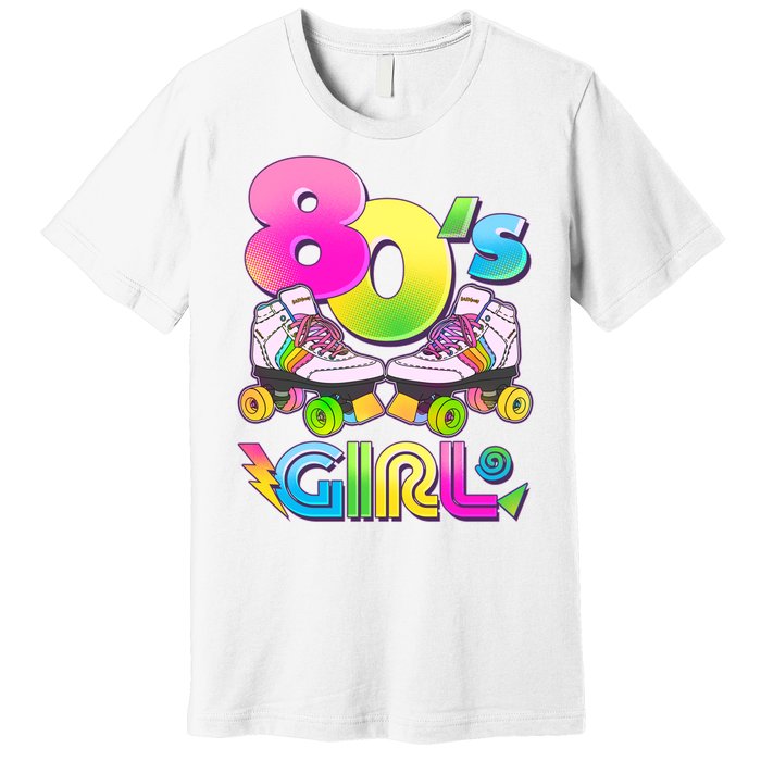 Retro 80's Girl Cute Roller Skates Premium T-Shirt