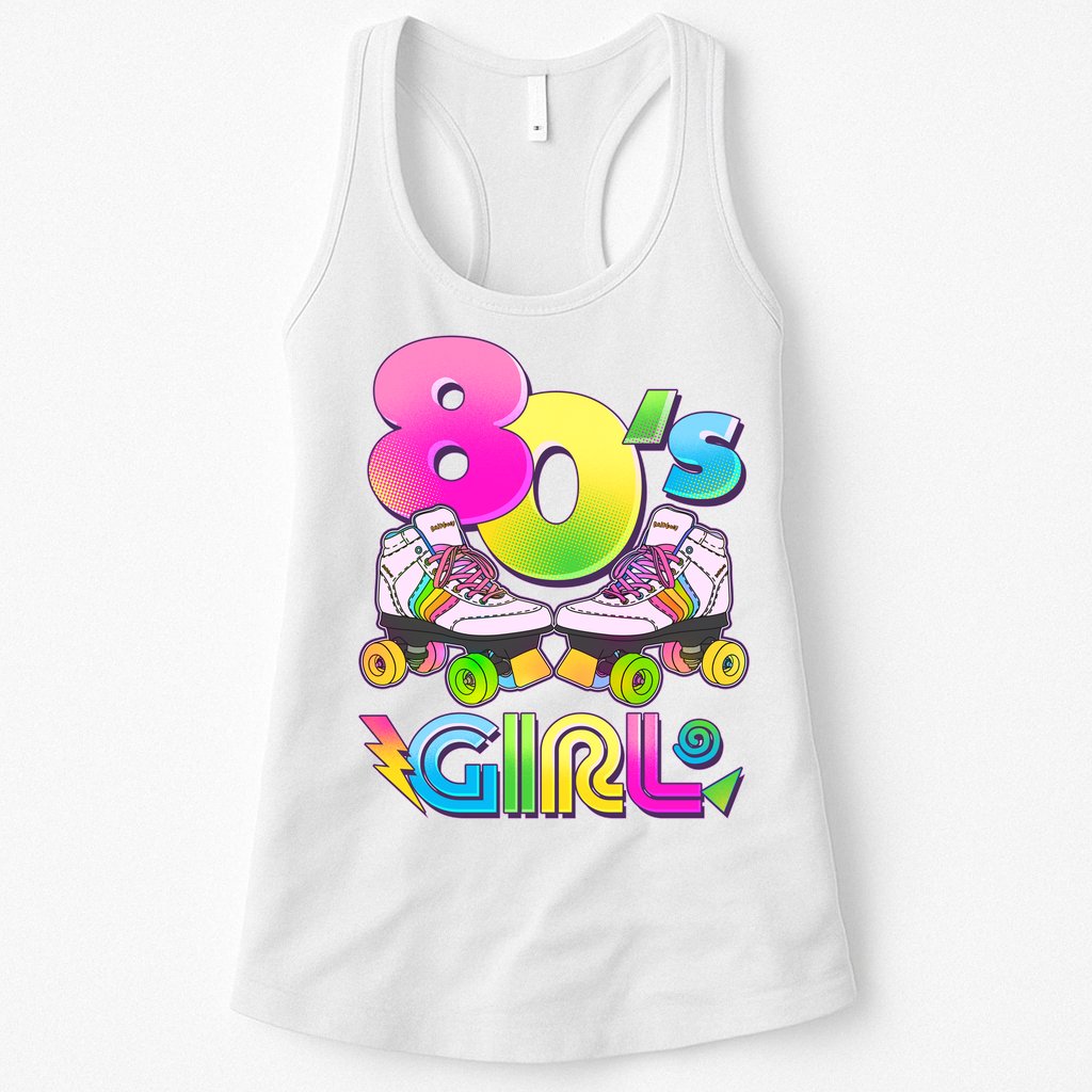Retro 80's Girl Cute Roller Skates Womens Tank Top