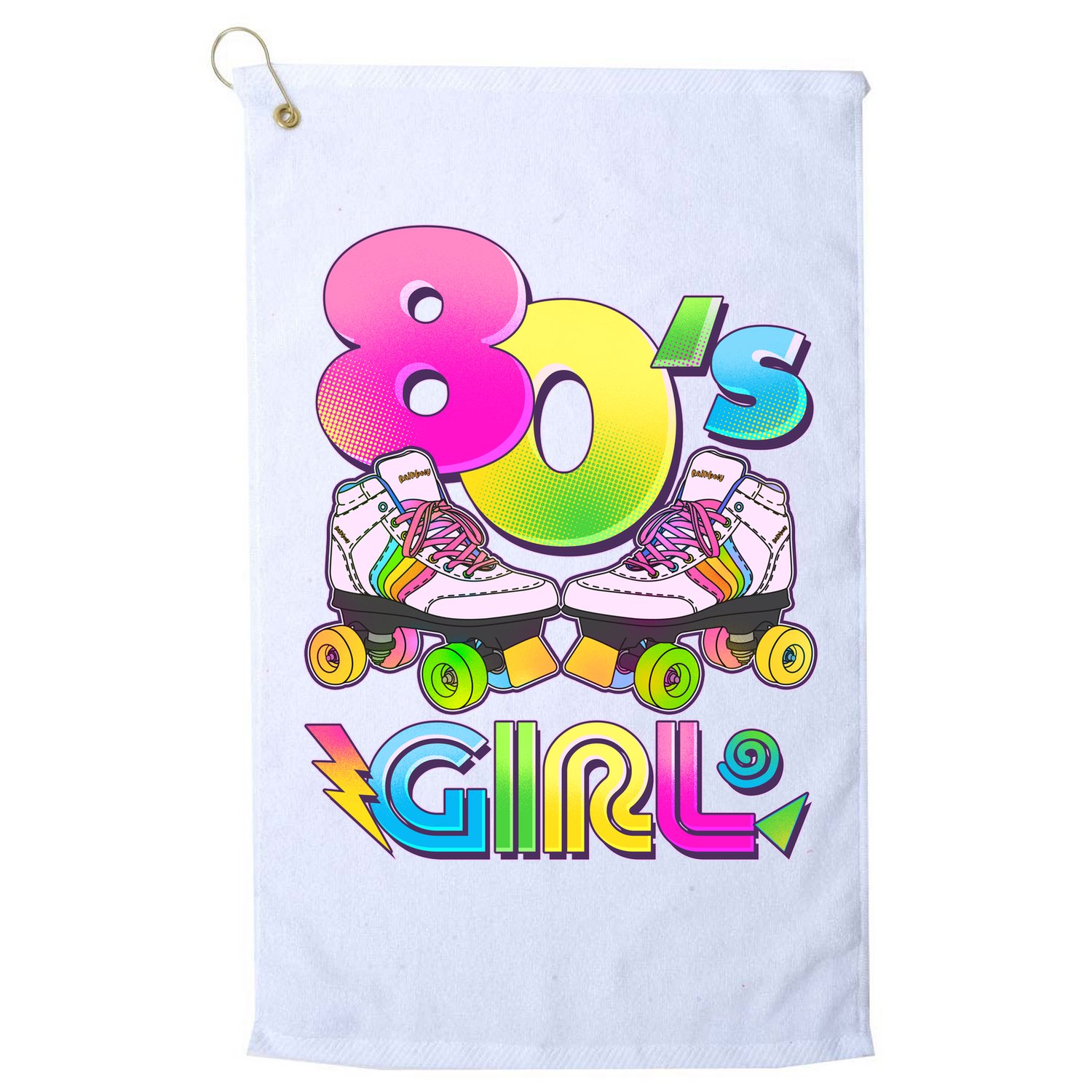 Retro 80's Girl Cute Roller Skates Golf Towel