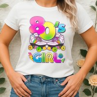 Retro 80's Girl Cute Roller Skates Womens T-Shirt