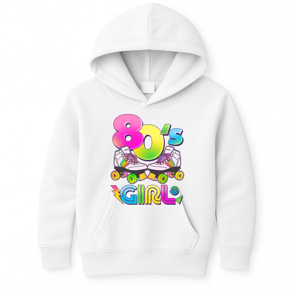Retro 80's Girl Cute Roller Skates Kids Hoodie