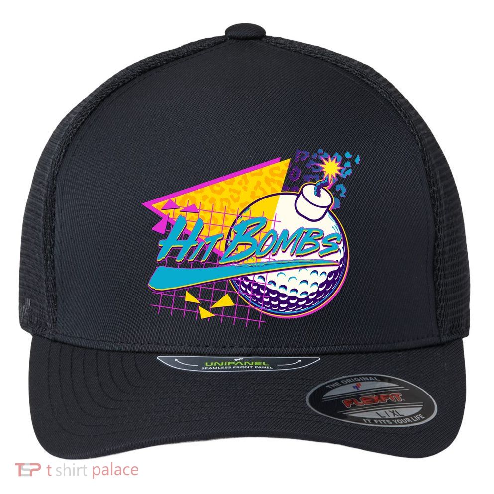 Retro 80's Hit Bombs Golfing Flexfit Unipanel Trucker Cap