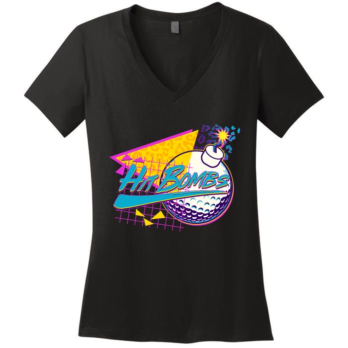 Retro 80's Hit Bombs Golfing Women's V-Neck T-Shirt