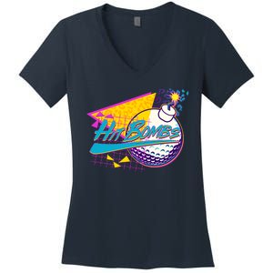 Retro 80's Hit Bombs Golfing Women's V-Neck T-Shirt