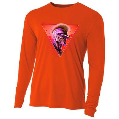 Retro 80s Halloween Cyberpunk Skeleton Cooling Performance Long Sleeve Crew