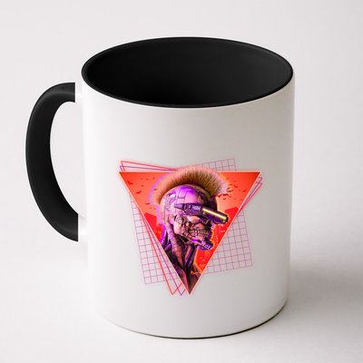 Retro 80s Halloween Cyberpunk Skeleton Mug
