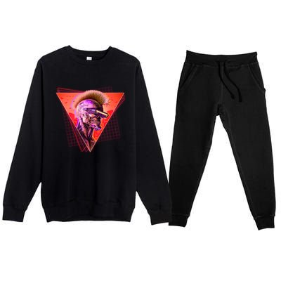 Retro 80s Halloween Cyberpunk Skeleton Premium Crewneck Sweatsuit Set