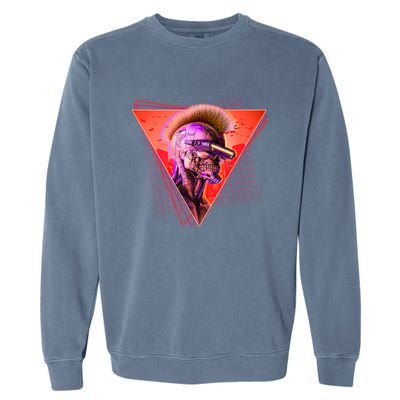 Retro 80s Halloween Cyberpunk Skeleton Garment-Dyed Sweatshirt