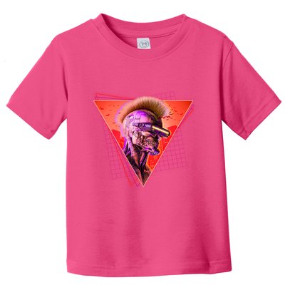 Retro 80s Halloween Cyberpunk Skeleton Toddler T-Shirt