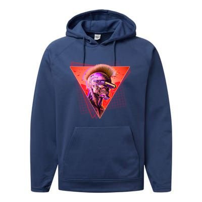 Retro 80s Halloween Cyberpunk Skeleton Performance Fleece Hoodie