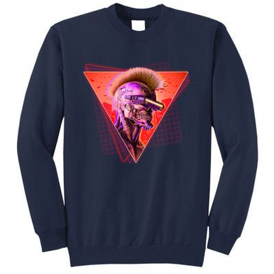 Retro 80s Halloween Cyberpunk Skeleton Tall Sweatshirt