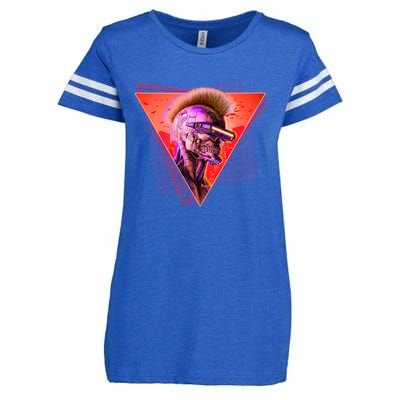 Retro 80s Halloween Cyberpunk Skeleton Enza Ladies Jersey Football T-Shirt