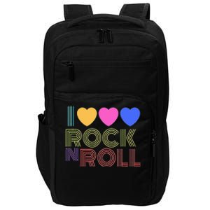 Retro 80s Hearts I Love Rock N Roll Music For Fans Young Impact Tech Backpack