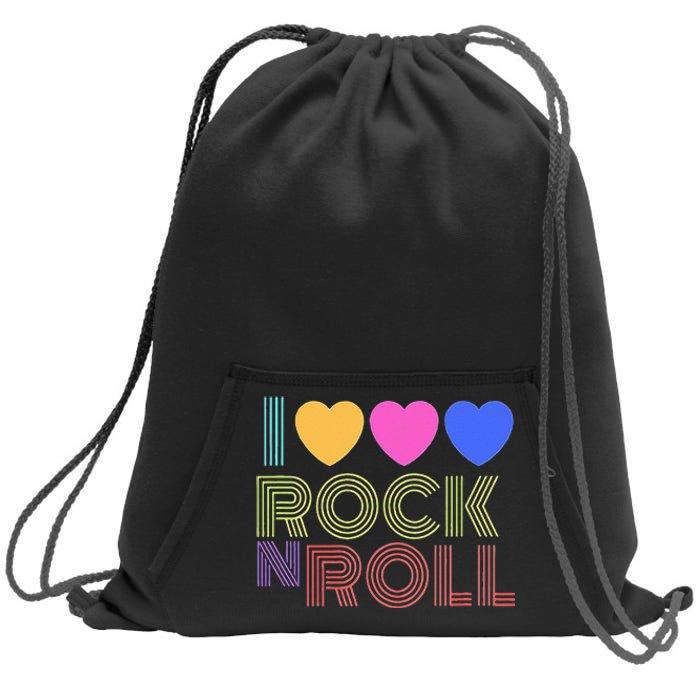 Retro 80s Hearts I Love Rock N Roll Music For Fans Young Sweatshirt Cinch Pack Bag