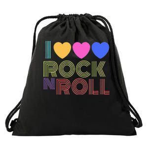 Retro 80s Hearts I Love Rock N Roll Music For Fans Young Drawstring Bag