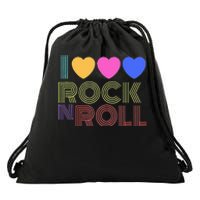 Retro 80s Hearts I Love Rock N Roll Music For Fans Young Drawstring Bag