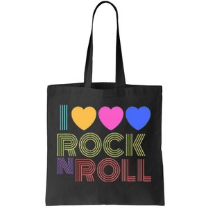 Retro 80s Hearts I Love Rock N Roll Music For Fans Young Tote Bag