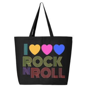 Retro 80s Hearts I Love Rock N Roll Music For Fans Young 25L Jumbo Tote