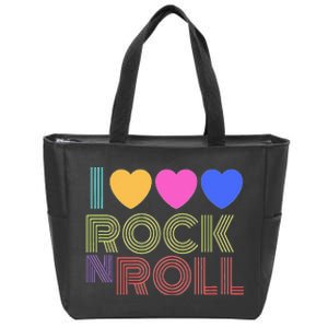 Retro 80s Hearts I Love Rock N Roll Music For Fans Young Zip Tote Bag