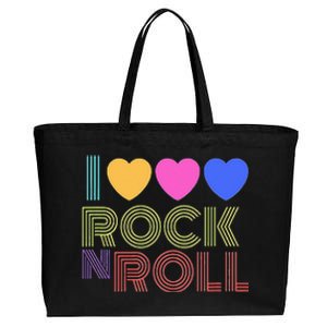 Retro 80s Hearts I Love Rock N Roll Music For Fans Young Cotton Canvas Jumbo Tote