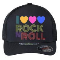 Retro 80s Hearts I Love Rock N Roll Music For Fans Flexfit Unipanel Trucker Cap