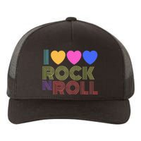 Retro 80s Hearts I Love Rock N Roll Music For Fans Yupoong Adult 5-Panel Trucker Hat