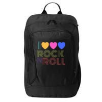 Retro 80s Hearts I Love Rock N Roll Music For Fans City Backpack