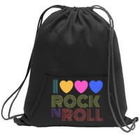 Retro 80s Hearts I Love Rock N Roll Music For Fans Sweatshirt Cinch Pack Bag