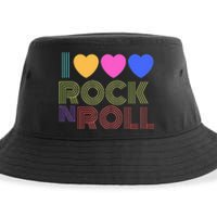 Retro 80s Hearts I Love Rock N Roll Music For Fans Sustainable Bucket Hat