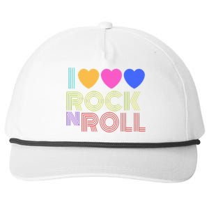 Retro 80s Hearts I Love Rock N Roll Music For Fans Snapback Five-Panel Rope Hat