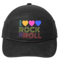 Retro 80s Hearts I Love Rock N Roll Music For Fans 7-Panel Snapback Hat