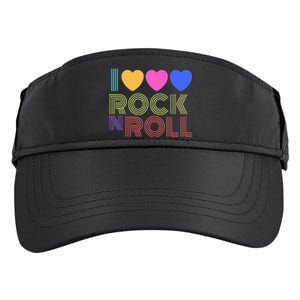 Retro 80s Hearts I Love Rock N Roll Music For Fans Adult Drive Performance Visor